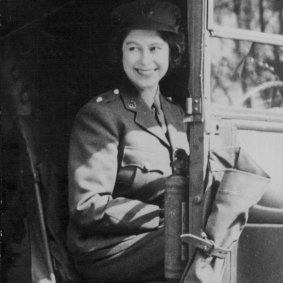 The Queen, then Princess Elizabeth, at the wheel of an army vehicle when she served during World War II in the Women’s Auxiliary Territorial Service.