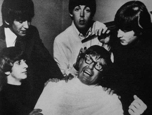 Rogers with the Beatles who he went on tour with in Australia in 1964.