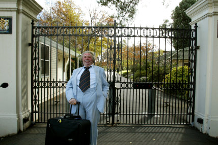 Sir Les Patterson, aka Barry Humphries, at Government House in 2003. 