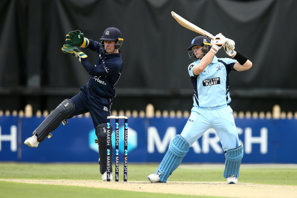 Steve Smith, right, in action for the Blues on Monday. 