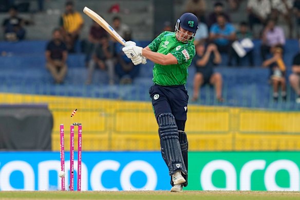 Ben Calitz is bowled.