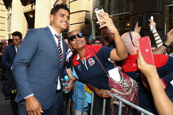 Mitchell was popular with Roosters fans, pictured here in the lead-up to last year's grand final.