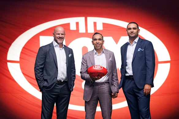 Mark Ricciuto (left) has influenced the Crows from the boardroom and his media platforms.