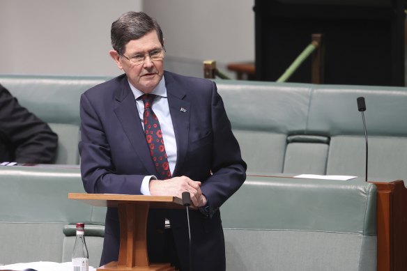 Liberal MP Kevin Andrews in federal parliament in December 2021.