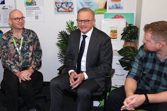 Anthony Albanese visits Headspace, a youth mental health foundation in Ashfield.