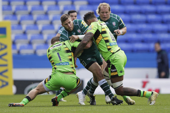 Dave Porecki in action for London Irish in 2017. 