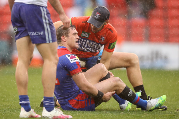 Connor Watson suffered a ruptured Achilles playing for Newcastle in round 11, 2020.