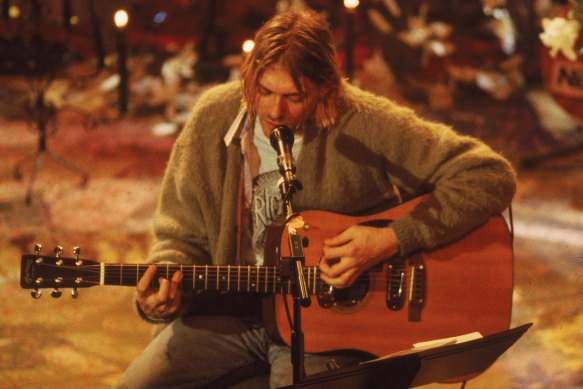 Kurt Cobain performs for MTV's Unplugged in 1994.