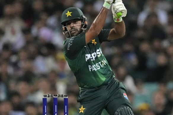 Pakistan’s Usman Khan bats at the SCg