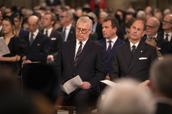 Prince Andrew had a front-row seat next to his brother Prince Edward, instead of sitting in the rows behind as originally planned. 