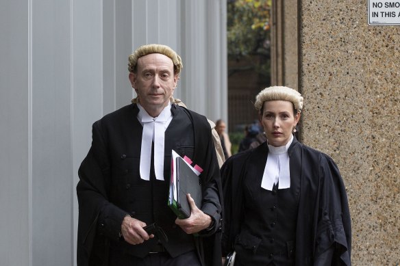 Craig McLachlan’s barristers leave court on Friday.