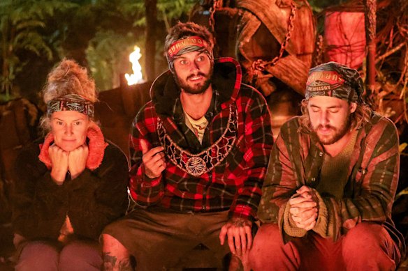 The final three – Loz Mac, Caleb Beeby and Jackson Goonrey – on Australian Survivor.