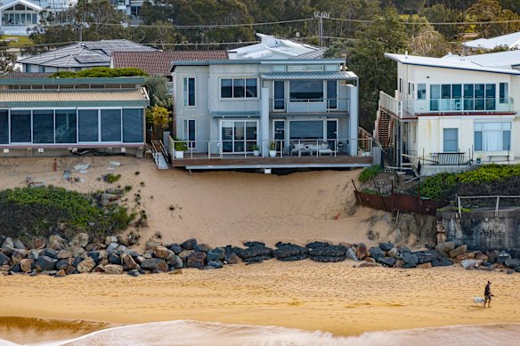 Erosion threatens  beachfront homes in Wamberal. 