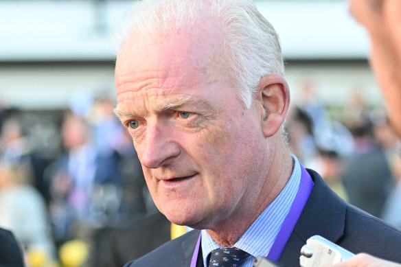 Irish trainer Willie Mullins at Saturday’s barrier draw at Flemington.