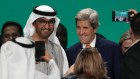 COP28 president Sultan Al-Jaber and US climate envoy John Kerry at COP28 in Dubai.