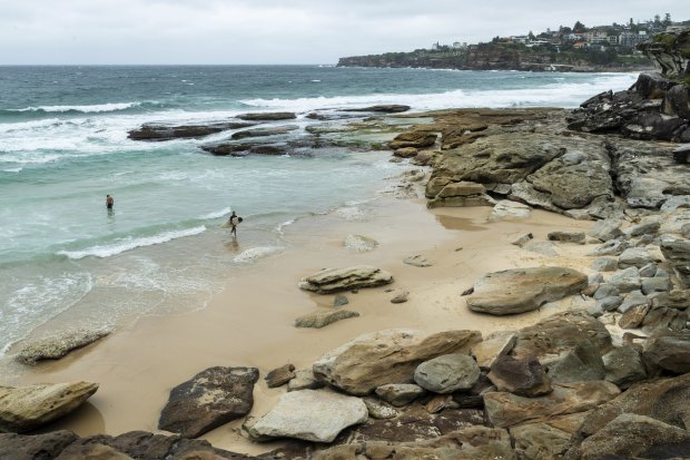 Mackenzies Bay on Tuesday, before the ephemeral beach was hit by another day of big surf.