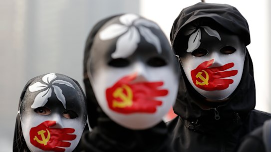 A rally in Hong Kong in December to show support for Uighurs and their fight for human rights.