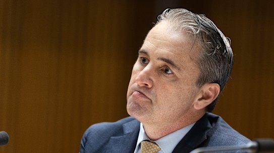 Commonwealth Bank boss Matt Comyn during a hearing with the standing committee on economics in Canberra.