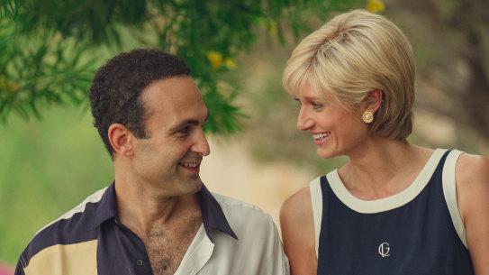 Khalid Abdalla as Dodi Fayed and Elizabeth Debicki as Princess Diana in the new season of The Crown.