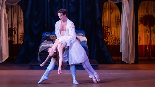 Grace Carroll as Juliet and Joseph Caley as Romeo.