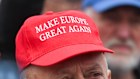 A protester wears a hat saying “Make Europe Great Again” during an anti-immigration rally in Warsaw. 