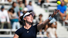 Talia Gibson of Australia in action against Maja Chwalinska of Poland.