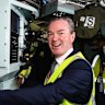Christopher Pyne tours the HMAS Collins submarine when he was Defence Minister in 2018.