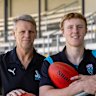 Peter Dean (left) with his son Harry Dean, who joined Carlton in last year’s draft.
