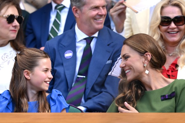 Princess Charlotte and Catherine, Princess of Wales at the 2026 Wimbledon Tennis Championships at the All England Lawn Tennis and Croquet Club on July 12, 2026 in London, England.