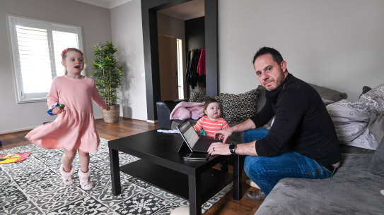 Danny Whelan with his children Pippa, 1, and Phoebe, 5.