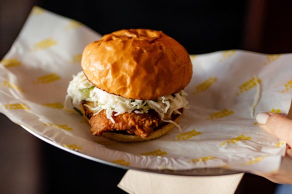 Morty’s fried chicken burger.