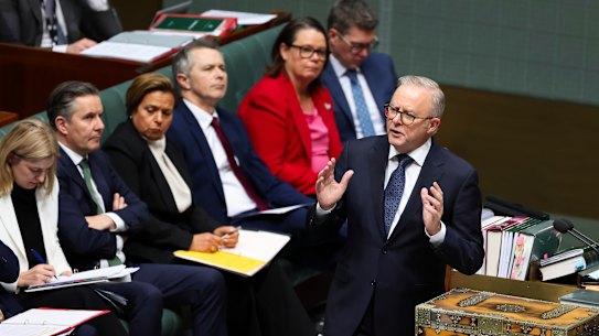 Prime Minister Anthony Albanese during Question Time at Parliament House in Canberra on Wednesday 23 July 2025. fedpol Photo: Alex Ellinghausen