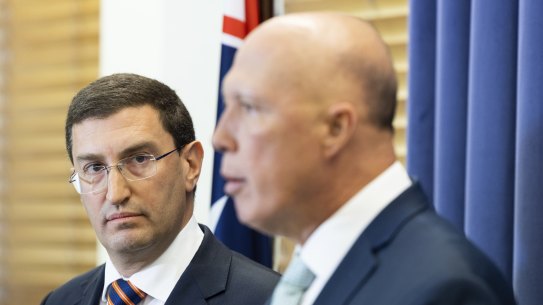 Peter Dutton (right) and shadow attorney-general Julian Leeser are calling for more detail.
