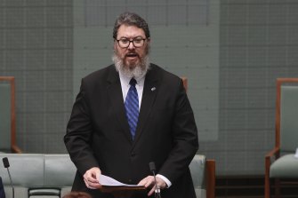 Nationals MP George Christensen during this morning’s valedictory speech. 