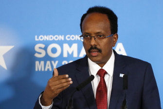 President Mohamed Abdullahi Mohamed, pictured, accused the PM of stealing land.