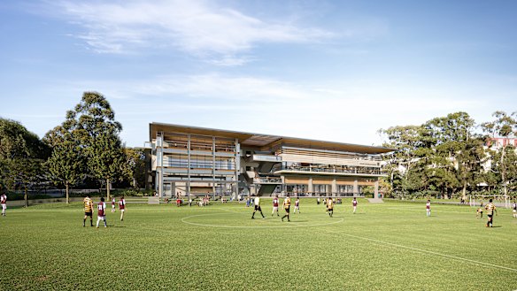 An artist's impression of new sporting facilities proposed by Sydney Grammar School.