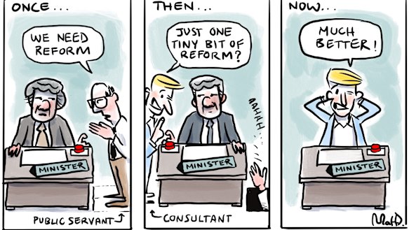 The public service has less influence when policy development is outsourced to management consultants.