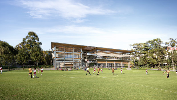 An artist's impression of new sporting facilities proposed by Sydney Grammar School.