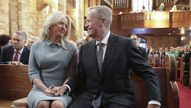 Opposition Leader Bill Shorten and wife Chloe at a church service in February to mark the commencement of Parliament.