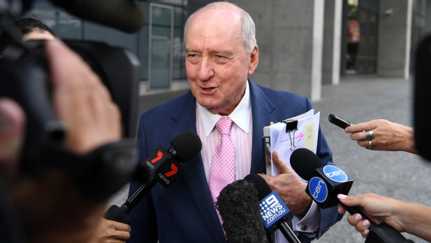 Broadcaster Alan Jones outside the Brisbane Supreme Court last month where he was facing a separate lawsuit.