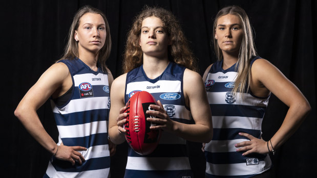 Top Cats: Geelong draftees (L-R) Sophie Van De Huevel, Nina Morrison and Rebecca Webster. 