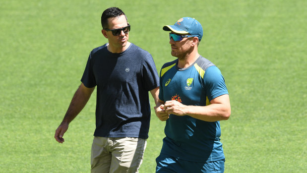 Wise words: Former Australian captain Ricky Ponting with opener Aaron Finch.