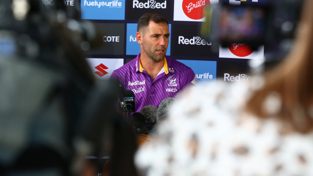 Cameron Smith speaking on the Sunshine Coast on Thursday.