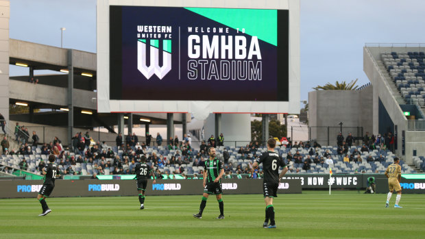 Western United's  temporary home at GMHBA Stadium in Geelong.