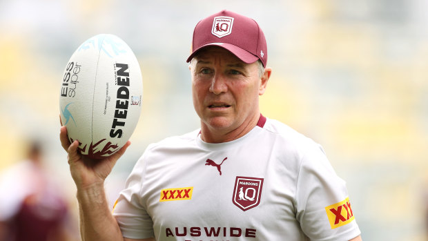 Queensland Maroons coach Paul Green looks on during Queensland’s training session.