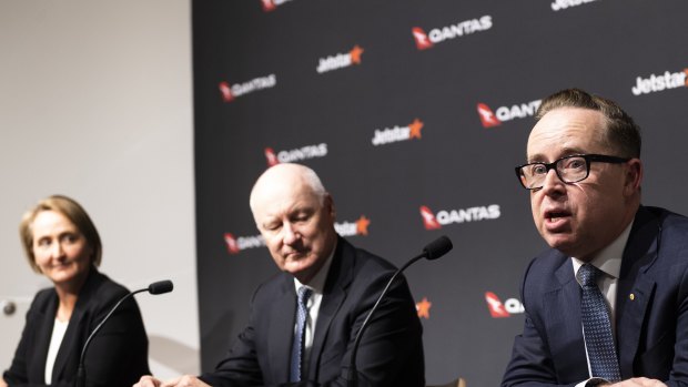 Qantas CEO Alan Joyce (right) has previously removed newspapers from lounges because of scrutiny.