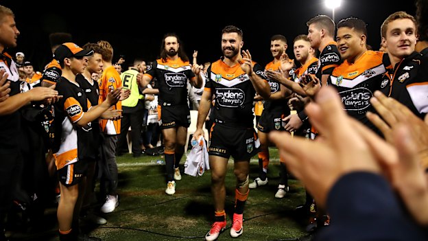 Aaron Woods and James Tedesco play their last game for the club back in 2017.
