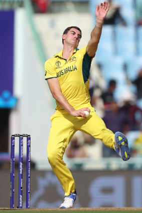 Pat Cummins in action against South Africa.
