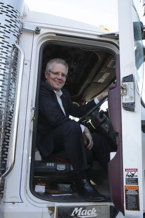 Prime Minister Scott Morrison in the driver's seat on Thursday morning.