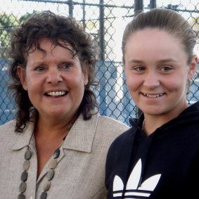 Ashleigh Barty, right, with her idol and tennis great Evonne Goolagong Cawley in 2011.
